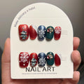 Handmade Christmas Press-On Nails – Holiday Tree & Snowflake Design