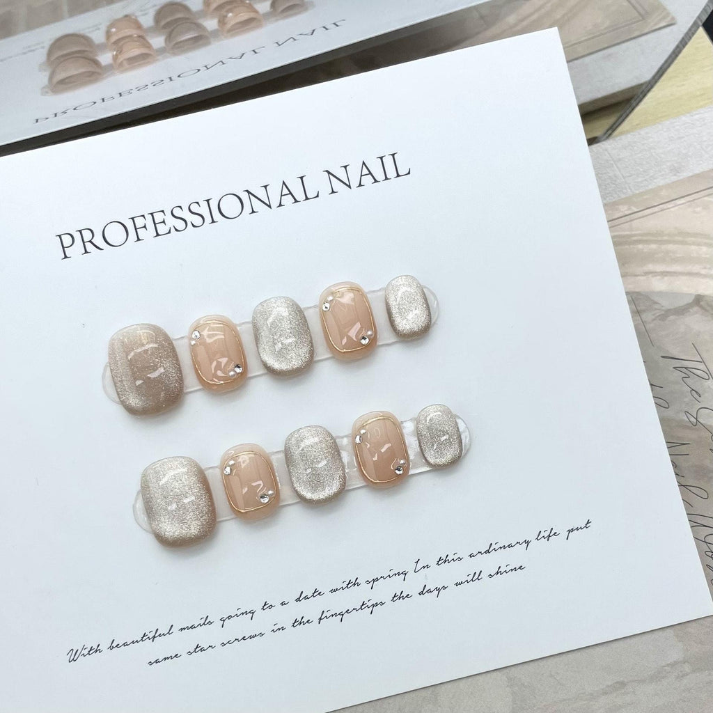 Handmade Short Press On Nails: Luxury Reusable Bridal, Party, Holiday, Daily False Nails