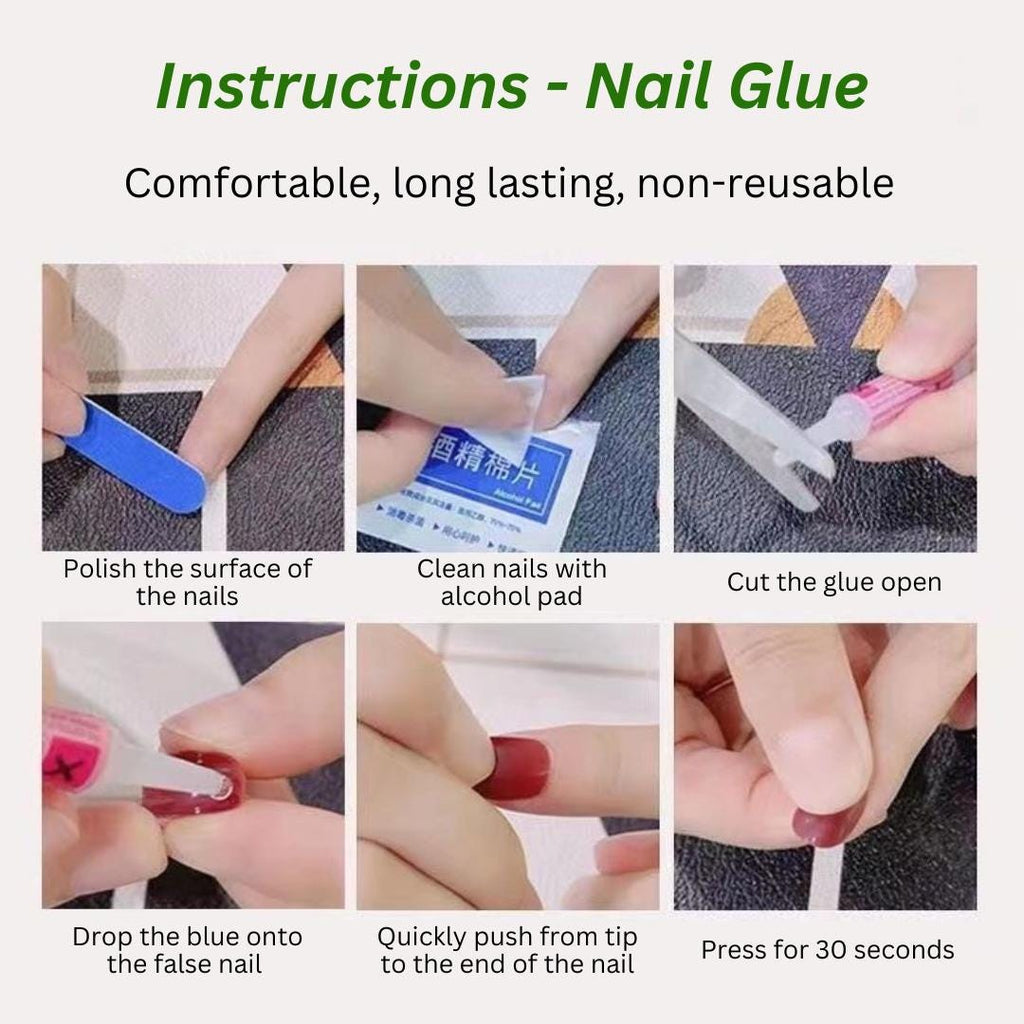 Cartoon Doodle Press On Nails: Fun 3D Blob Design with Glue