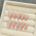 Handmade Ombre Almond Press On Nails: Elegant Wedding Party False Nails