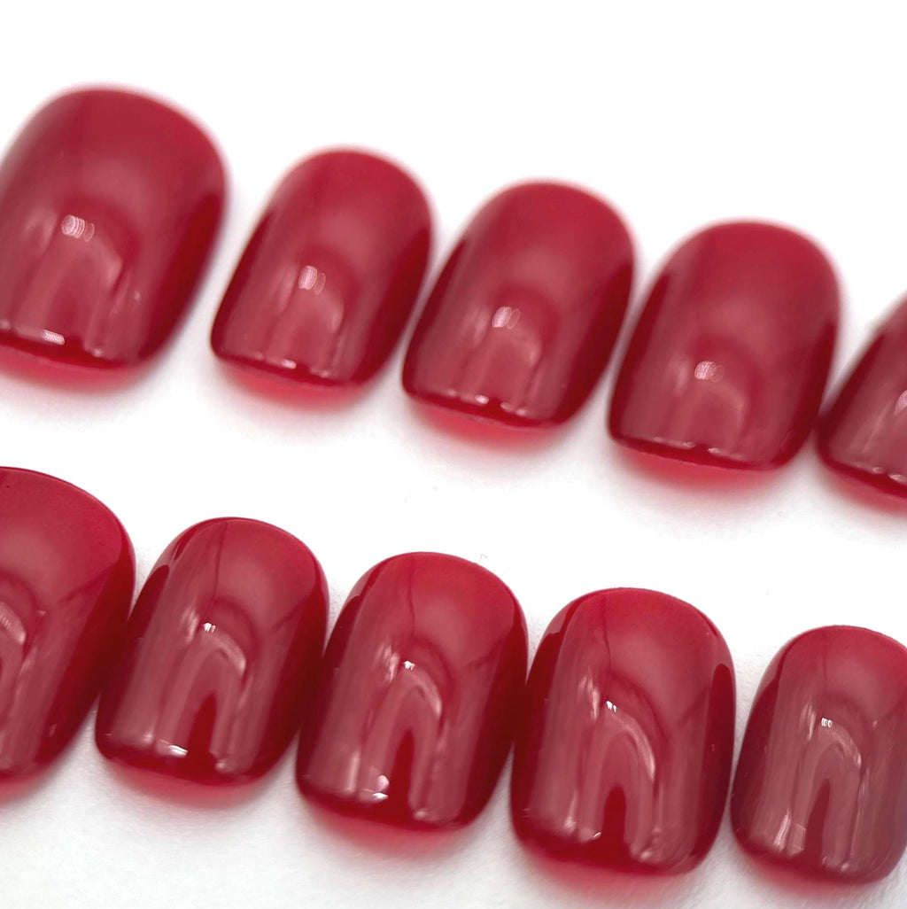 Handmade Red Press On Nails: Short Square Glossy Nails for Holiday, Party, Daily, Bridal