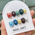 Cartoon Doodle Press On Nails: Fun 3D Blob Design with Glue