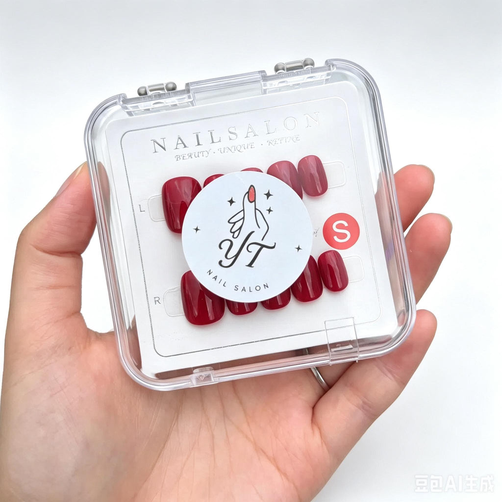 Handmade Red Press On Nails: Short Square Glossy Nails for Holiday, Party, Daily, Bridal