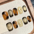 Handmade Square Cat Eye Press On Nails: Luxury Party, Holiday, Daily False Nails, Valentine Gift