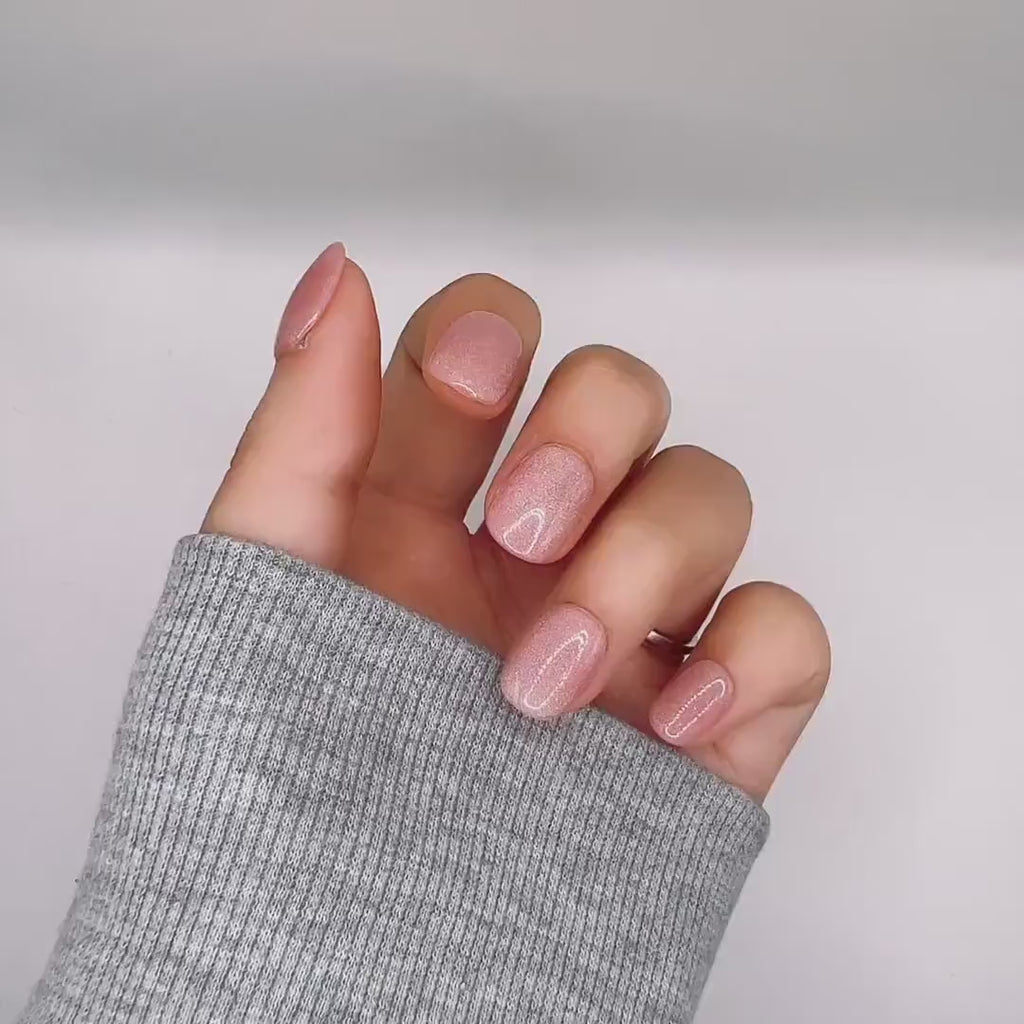 Pink Cat Eye Press On Nails